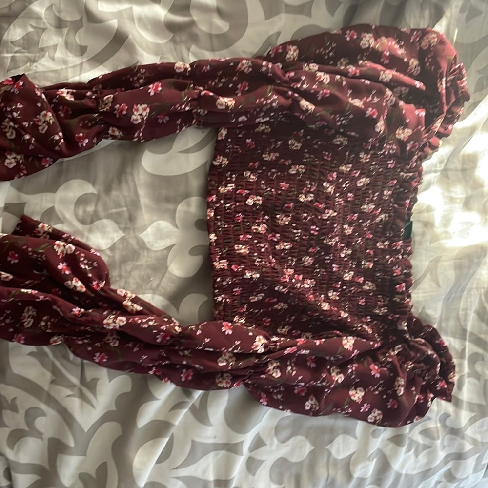 Burgundy flower shirt